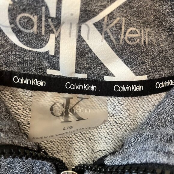 Calvin Klein Gray Quarter Zip Cropped Pullover Sweatshirt Size L - Picture 5 of 6